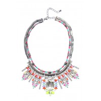 Oren Neon & Pastel Threaded Crystal Choker Necklace